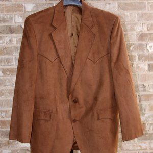 Men's Circle S of Dallas MicroSuede Sport Coat Blazer Chestnut Jacket Size 42R